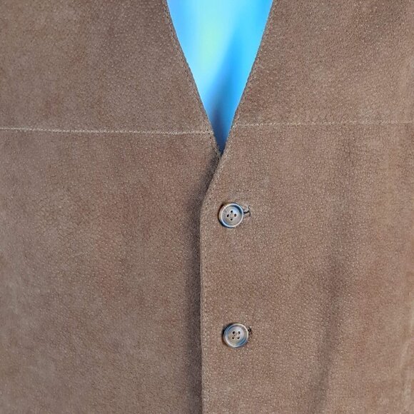 Greatland Apparel Size Medium Brown Leather Vest Nylon Back Vintage EUC - Picture 2 of 11